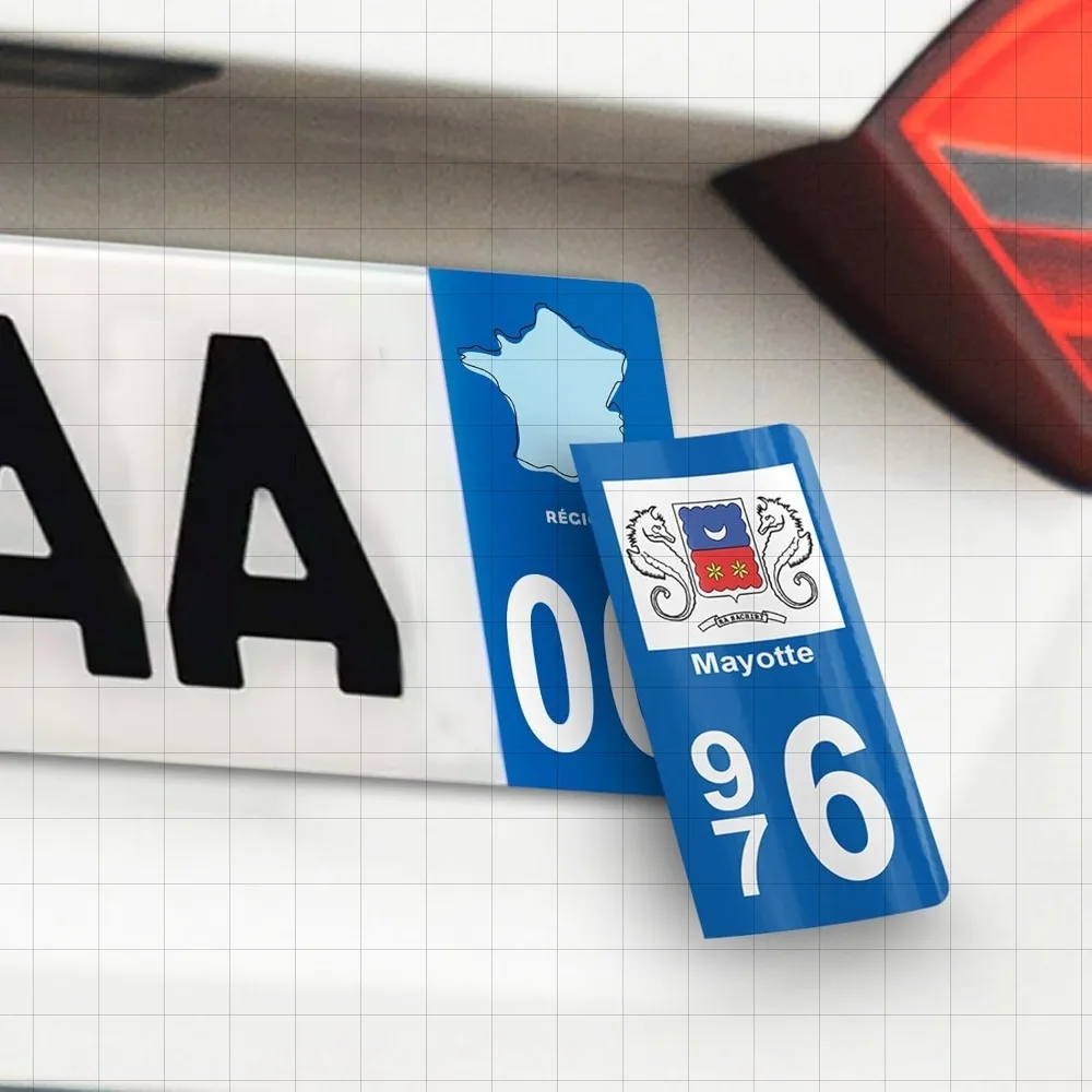 2Pcs/Set Mayotte 976 License Plate Stickers, Waterproof Self-Adhesive Car Exterior Decals
