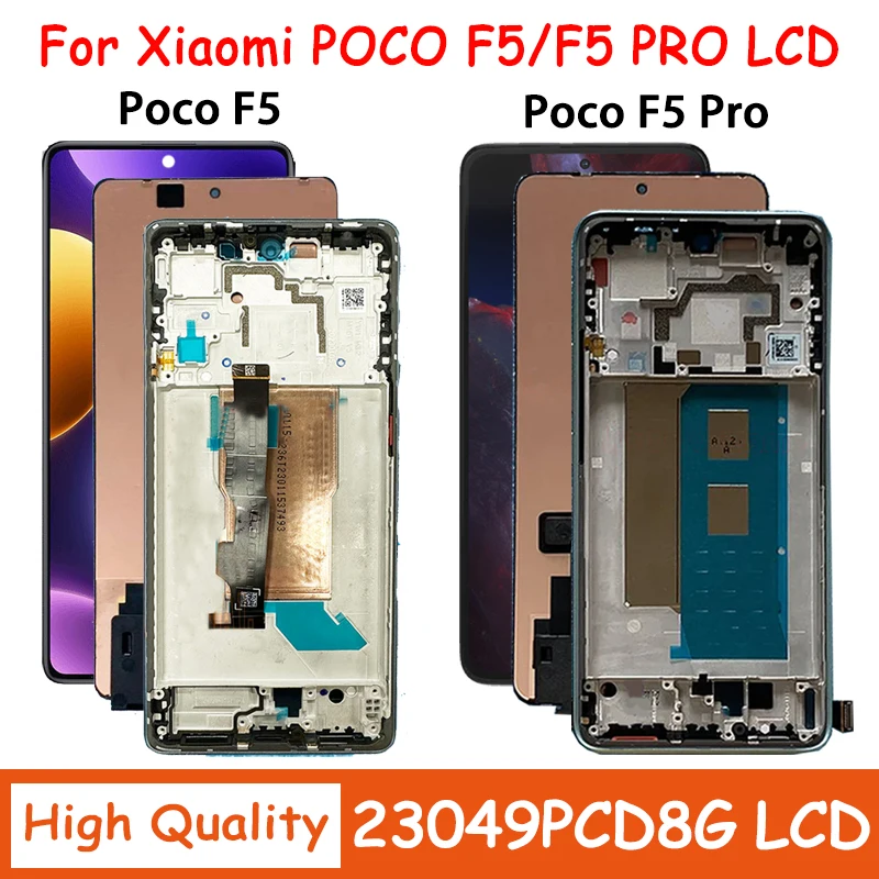 AMOLED For Xiaomi Poco F5 pro F5Pro LCD 23013PC75G Display Screen Touch Panel Digitizer For Poco F5 LCD 23049PCD8G Display Frame