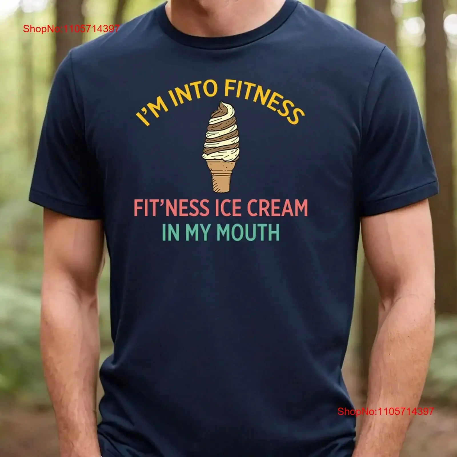 Mens Fitness Ice cream T shirt Funny Food Cone WorkouT I love vintage Washed Casual designer clothes Slightly Versatile Stylish