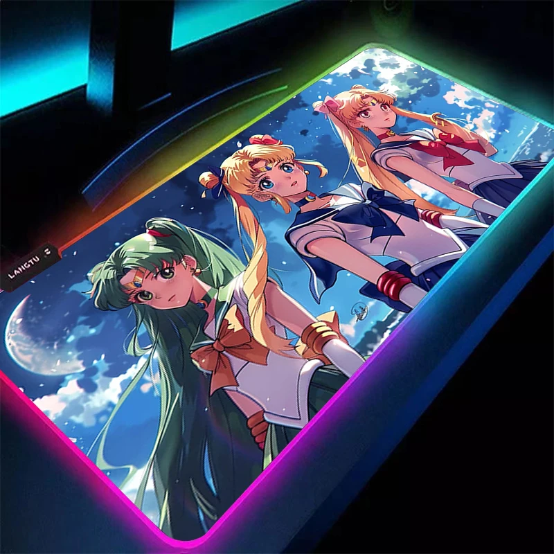 

RGB Mouse Pad S-Sailor Moon 90x40cm Computer Speed type carpet mat for e-sports players Laptop Keyboard LED Mousepad pc Desk Mat