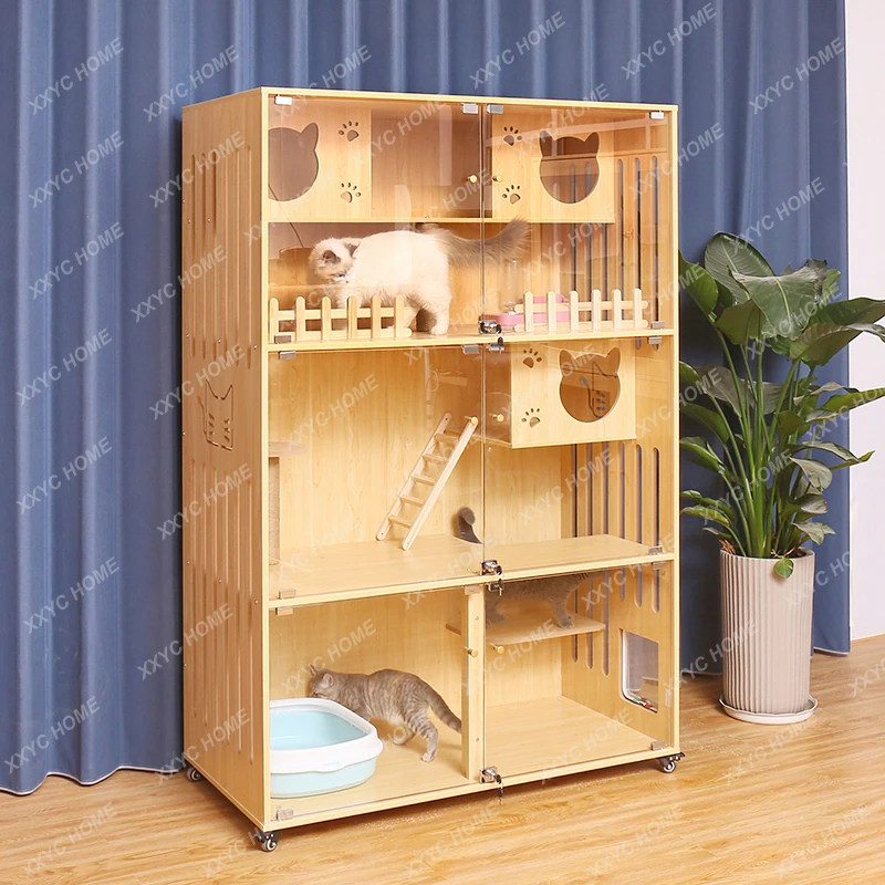 Cat Villa Large Luxury Cat Nest Indoor Home Panoramic Cat Cabinet Does Not Cover an Area of Cat Cage