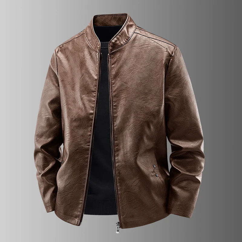 

Autumn New Men Leather Jacket Black Biker Coat Korean Fashion Men PU Retro Leather Jacket Trend Casual Slim Fit Baseball Clothes