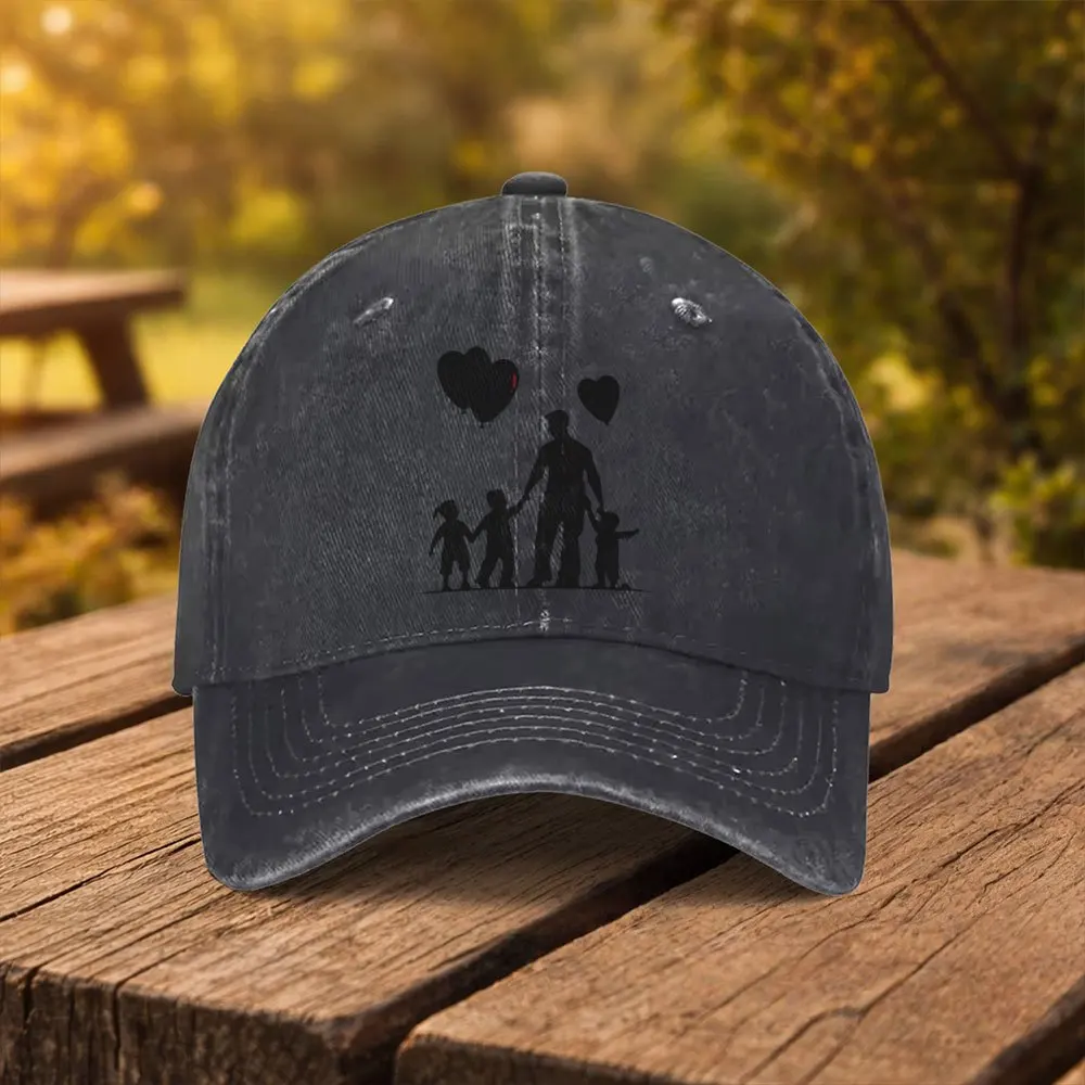 Father and Son Love Heart Balloon Print Baseball Cap, Unisex Fashion Duckbill Hat, Suitable for Outdoor Sports, Fitness, Travel,