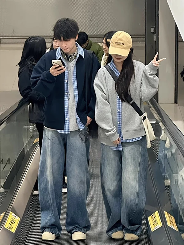 

Модная корейская клетчатая толстовка с капюшоном, мужская свободная дышащая куртка из полиэстера, весенне-осенняя верхняя одежда