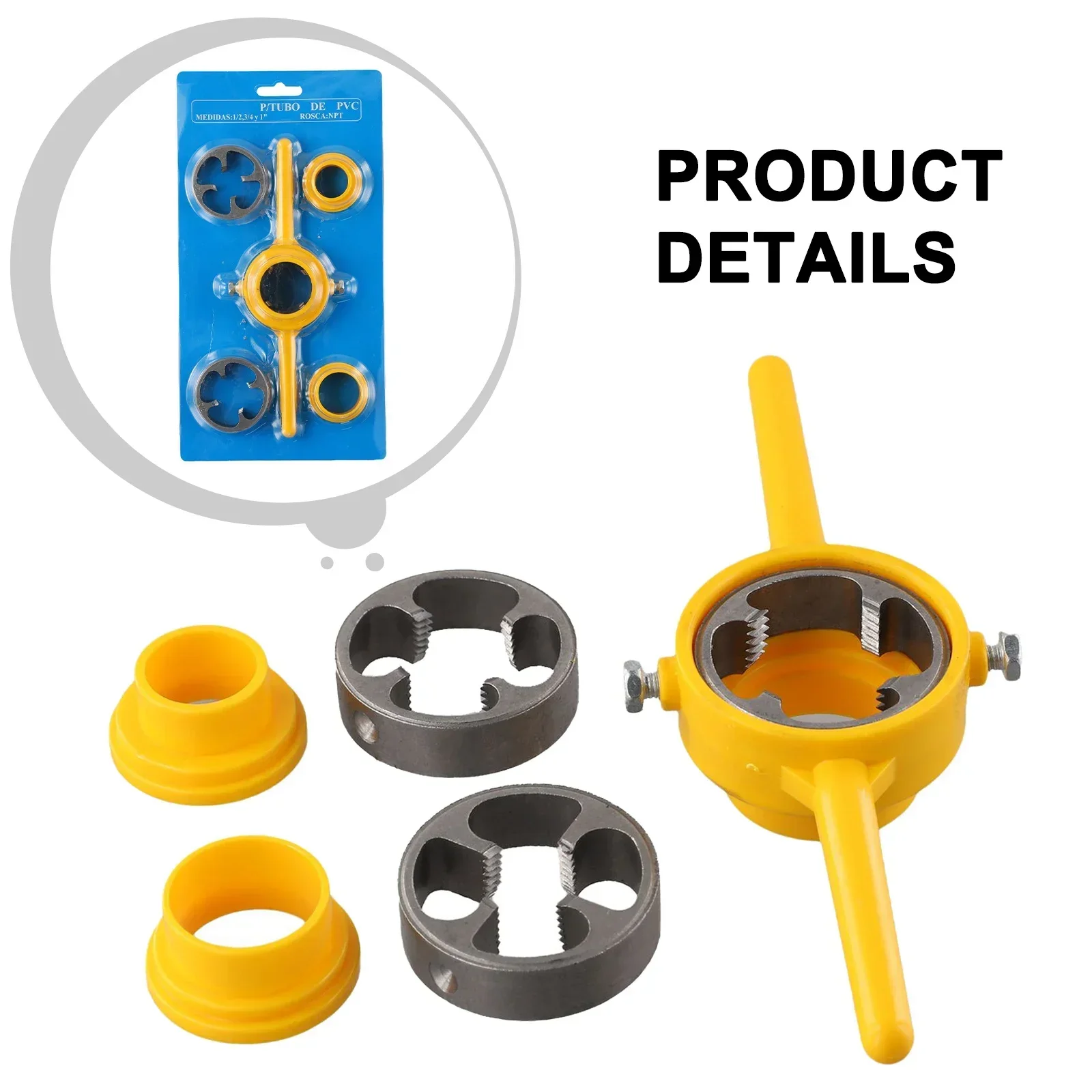 

Pipe Threader Versatile 6pcs Set for Pipe Threading 1/2 3/4 and 1inch Plumbing PVC Thread Tool Maker Screw Die