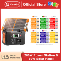 FF Flashfish E200 Portable Power Station 200W 151Wh Solar Generator with Solar Panel 60W Battery Cell Complete Kit Set Series