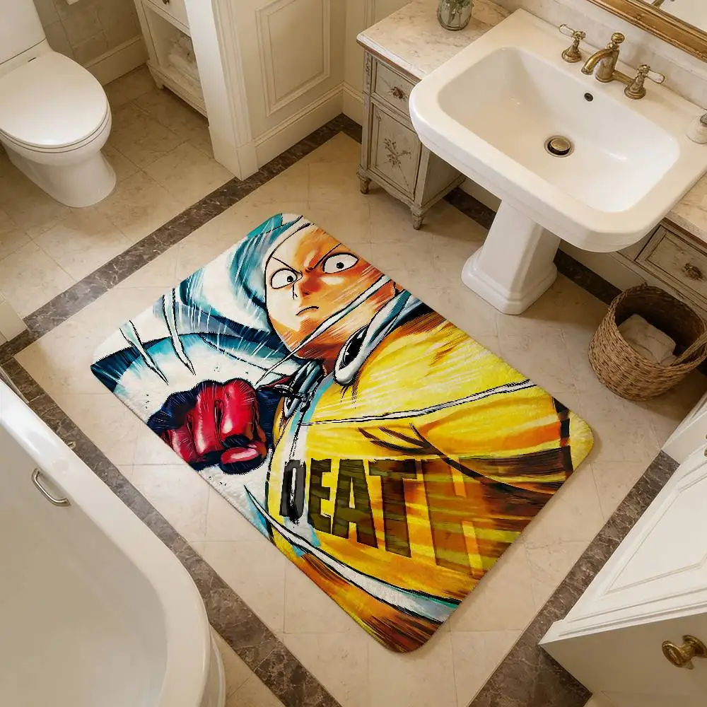 O-One P-Punch M-Man Anime Cartoon Room Mats Retro Multiple Choice Living Room Kitchen Rug Non-Slip Welcome Rug