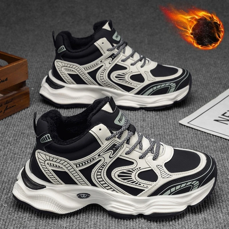 

2025 New Fashion Anti Slip Outdoor Casual Shoes Thick High-top Warm Men's Cotton Shoes Winter Men's Plush Sports Shoes