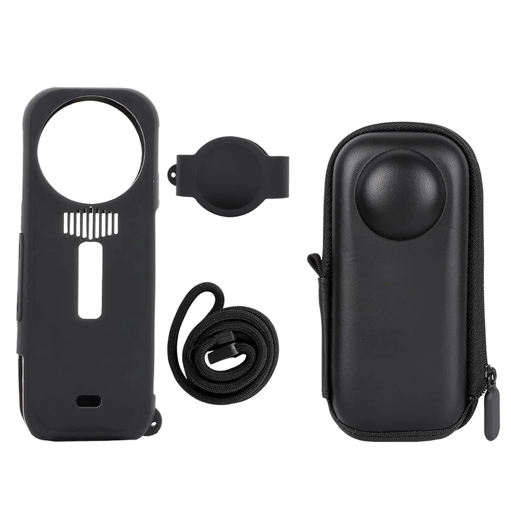 Silikonhülle mit Objektivdeckel, Hängeseil, weiche Schutzhülle, Karosserieabdeckung, Aufbewahrungstasche, Kit-Halterung für Insta360 X5 Zubehör