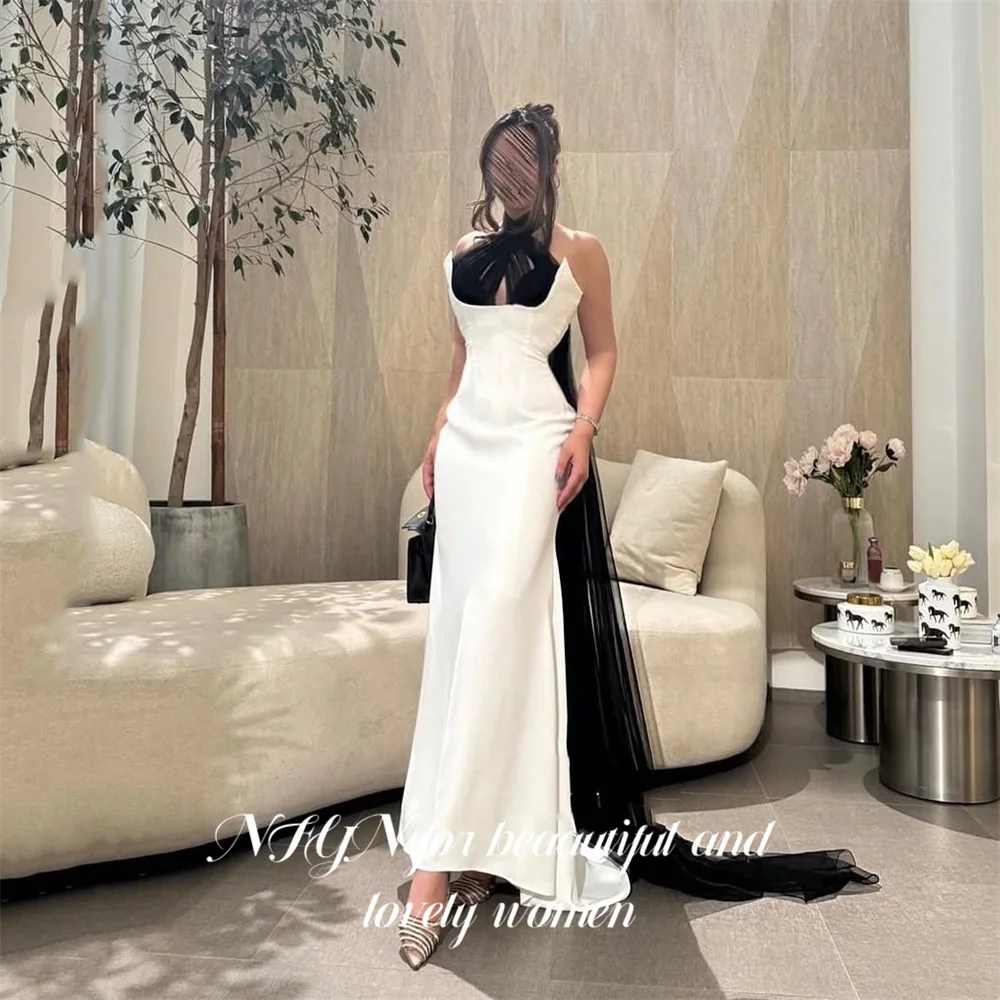 

NFYN Белые вечерние платья Тюлевые вечерние платья с бретелькой на шее Атласное платье русалки для выпускного вечера Халаты без рукавов du soir Гала-платья по индивидуальному заказу