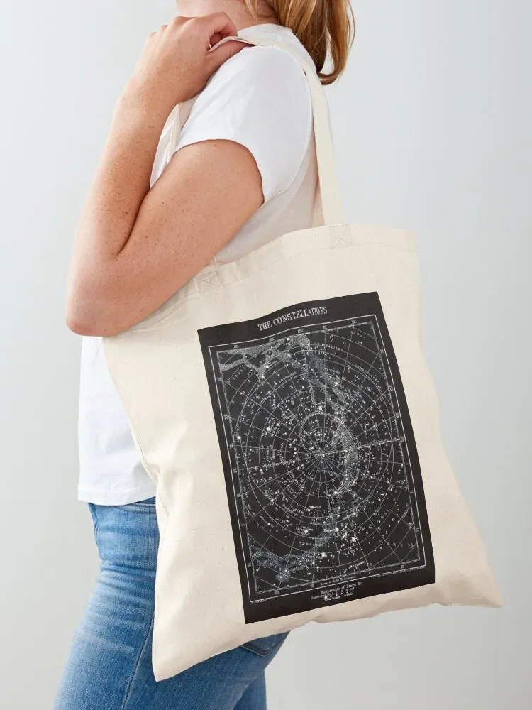 STAR CONSTELLATIONS : Vintage 1900 Galaxy Chart Map Tote Bag Women's shopper Canvas stote bag Handbags hand bag