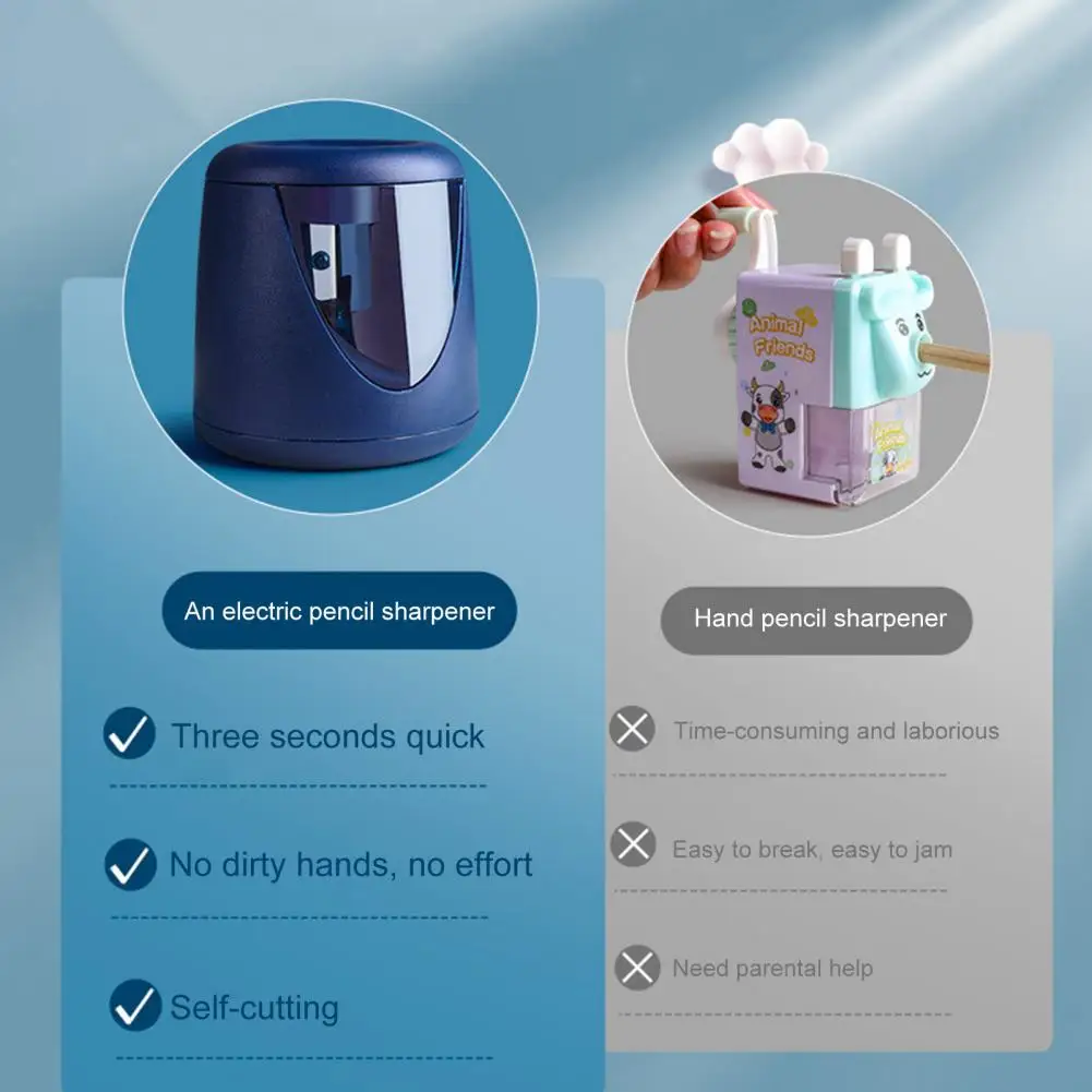 Sacapuntas eléctrico automático, sacapuntas transparente, funciona con pilas, suministros escolares y de oficina