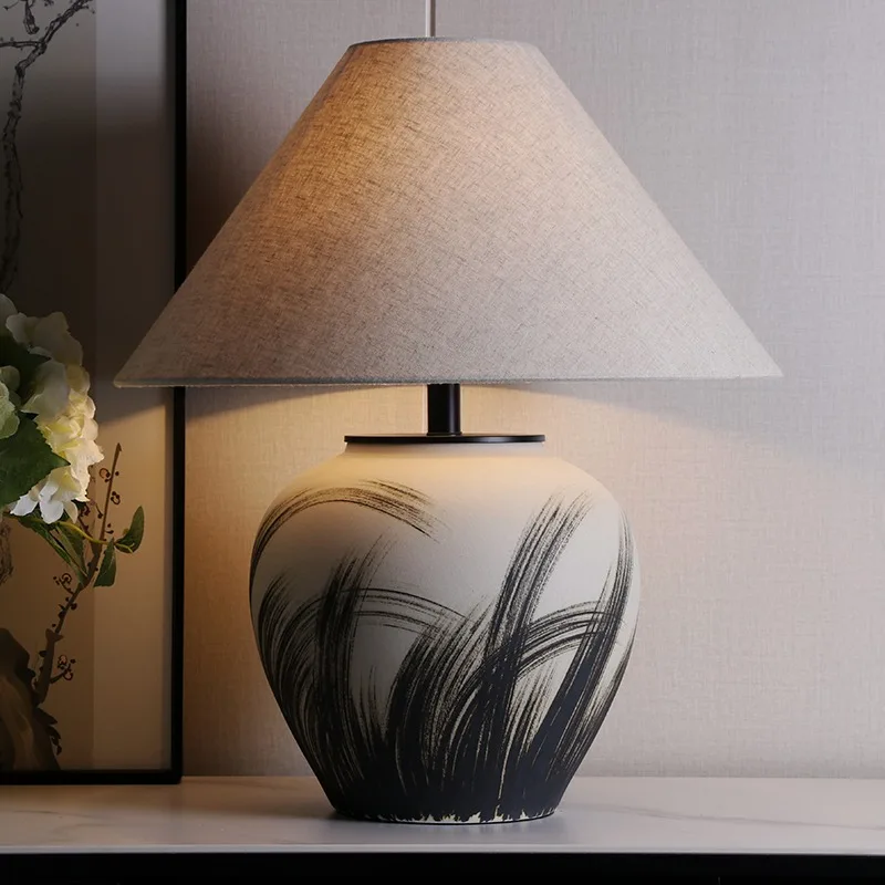 New Chinese Wabi Sabi Pottery Jar Floor Lamps Zen Spirit Bedroom Woonkamer Study Room Decoration Homestay Teahouse Art Ornaments