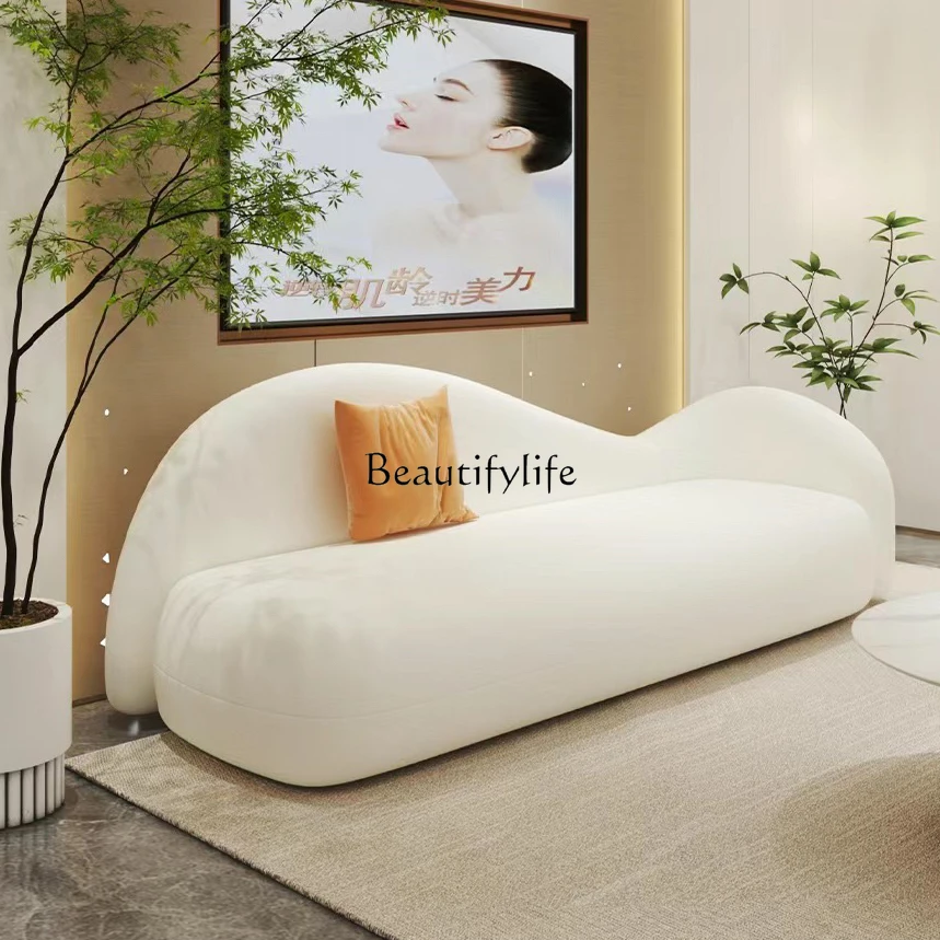 

Cream wind office sofa sitting area reception curved sofa coffee table combination