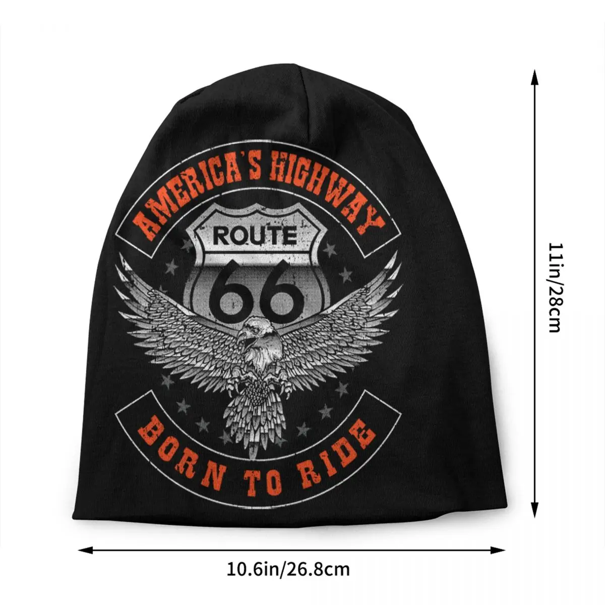 Ride The Route 66 Bonnet Hat Knitted Hat Men Women Biker Motorcycle Cruise America Highway Winter Warm Skullies Beanies Caps