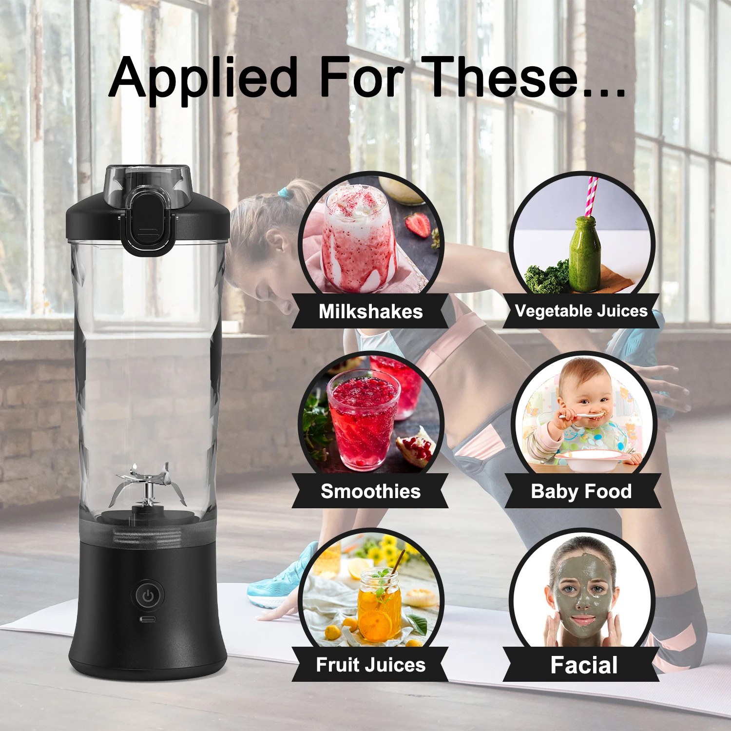 New Portable Blender 600ML Electric Juicer Fruit Mixers 4000mAh USB Rechargeable Mini Smoothie Blender Orange Juicer Machine