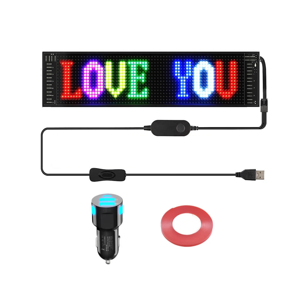 LED Car Flexible Full-color Display Programmable Car Sign Animation Message Scrolling Sign Bluetooth-compatible APP Control