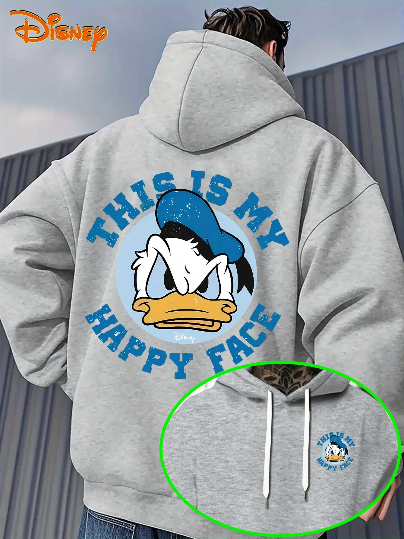Herren Disney Donald Duck Hoodies Mode Übergroße Streetwear Unisex Sweatshirts Herbst und Winter Fleece Lässig Vielseitig