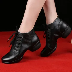 Women's comfortable dance shoes, soft-soled cowhide women high modern square dance shoes in summer.