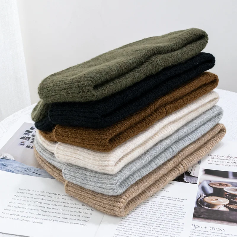 Korean Version Cold Hat Women Men Trendy Solid Color Wool Blend Knitted Beanies Male Female Skullies Autumn Winter Thermal Cap