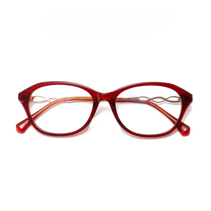 

2025 Two-Tone Cat Eye Pure Titanium Temple Reading Glasses for Women with Fashionable Oval Frames and Anti-Blue Light Protection