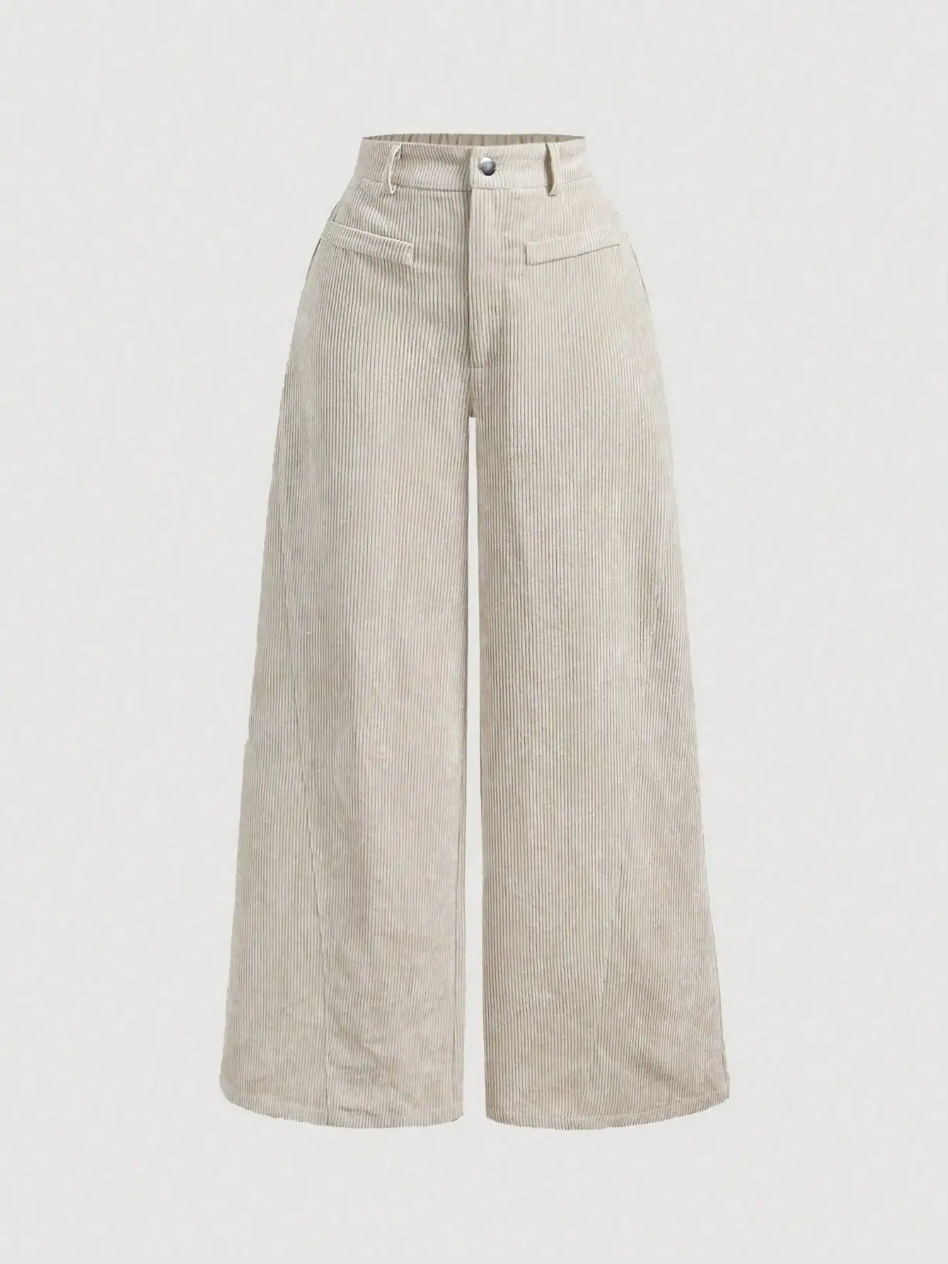 

Women's High-Waisted Wide Leg Corduroy Pants in Khaki, Vintage-Inspired Daily Wear