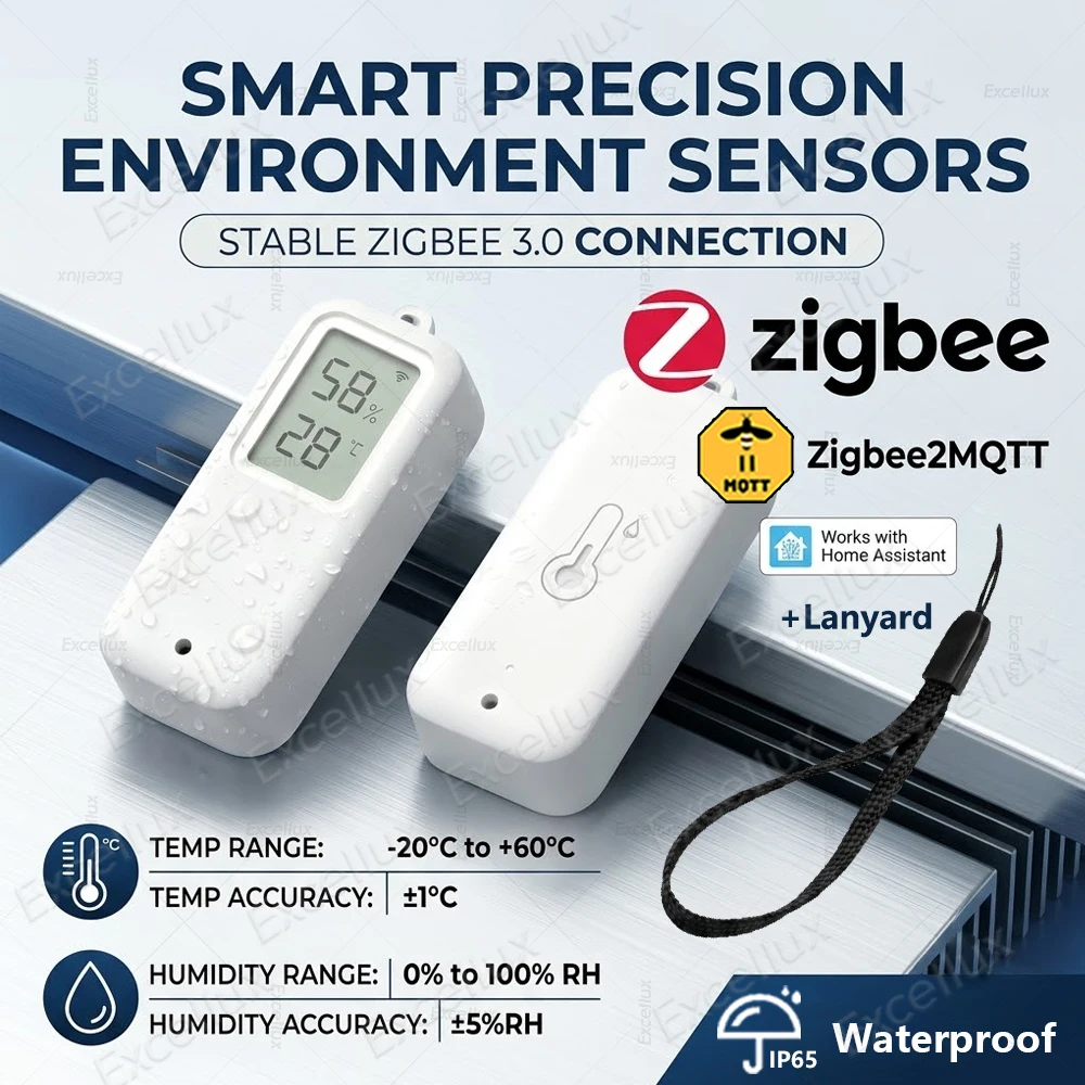 Zigbee Waterproof Temperature Humidity Sensor Hygrometer Thermometer App Remote Monitoring Works with Home Assistant Zigbee2MQTT