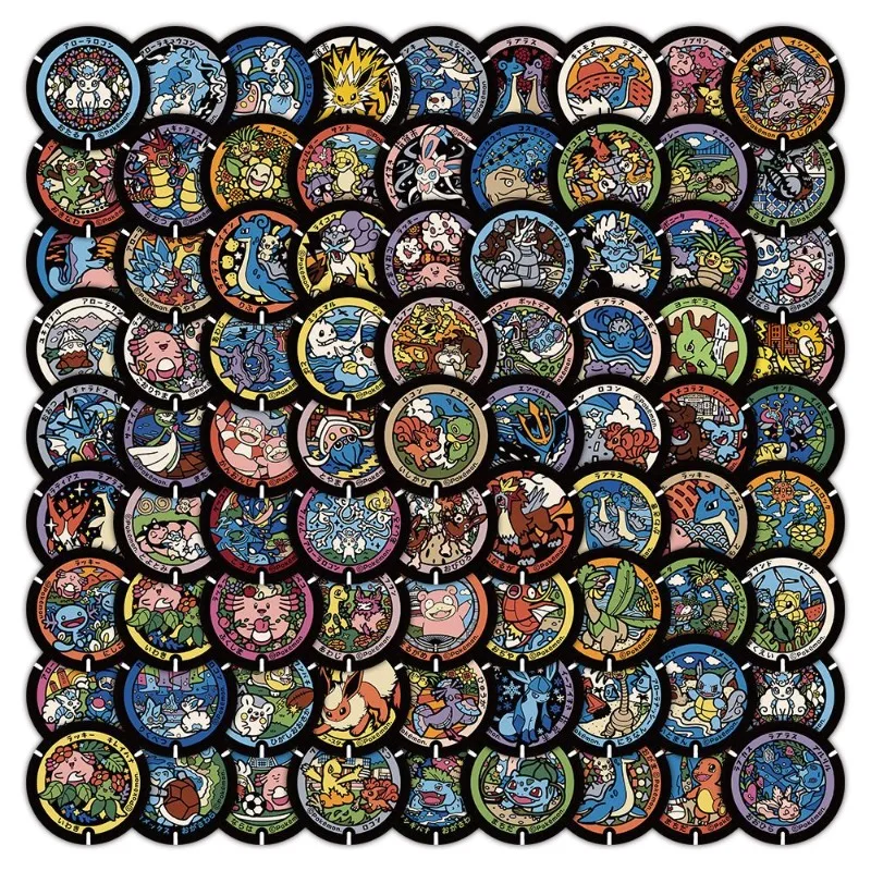 

108Pcs Pokemon Manhole Cover Stickers Art Cartoon Pikachu Charizard Waterproof Decals for Laptops Luggage & Journals Kids Toys