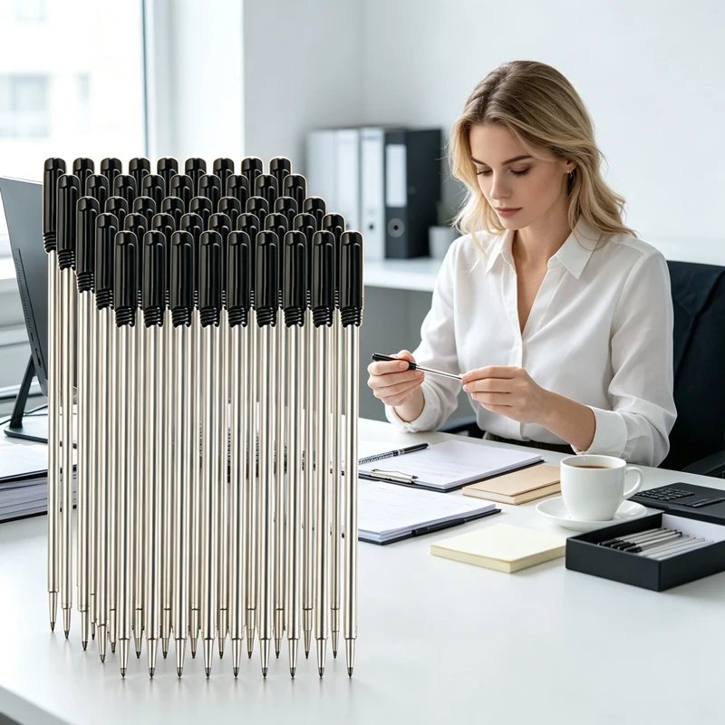 30/50/100Pcs Ballpoint Pen Refills, 7/8.2/11.5cm 0.7mm Medium Tip Black & Blue Ink Rods for Student Office Writing Stationery