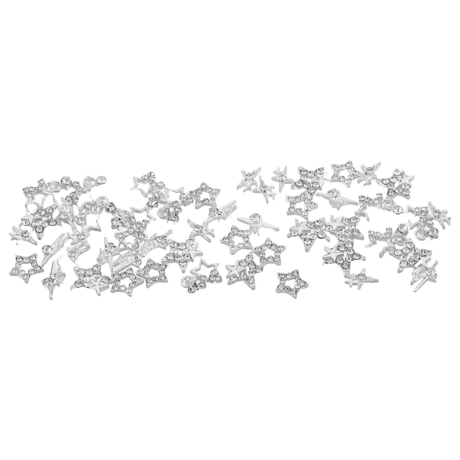

50Pcs Alloy Pentagram Nail Charms Sparkling Rhinestone Star Nail Decorations for Manicure Press on Nails Holiday Christmas