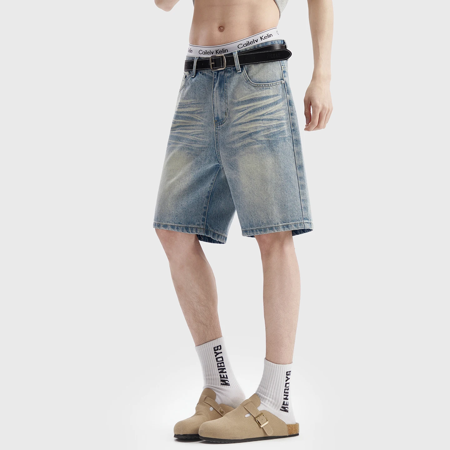 Vintage Washed Denim Shorts Me - Jeans Pants Fashion Men บทวิจารณ์และราคา