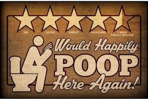 Metal Plate Sign Funny Star Happily Poop Again Cave Wall Decor Toilet Restroom