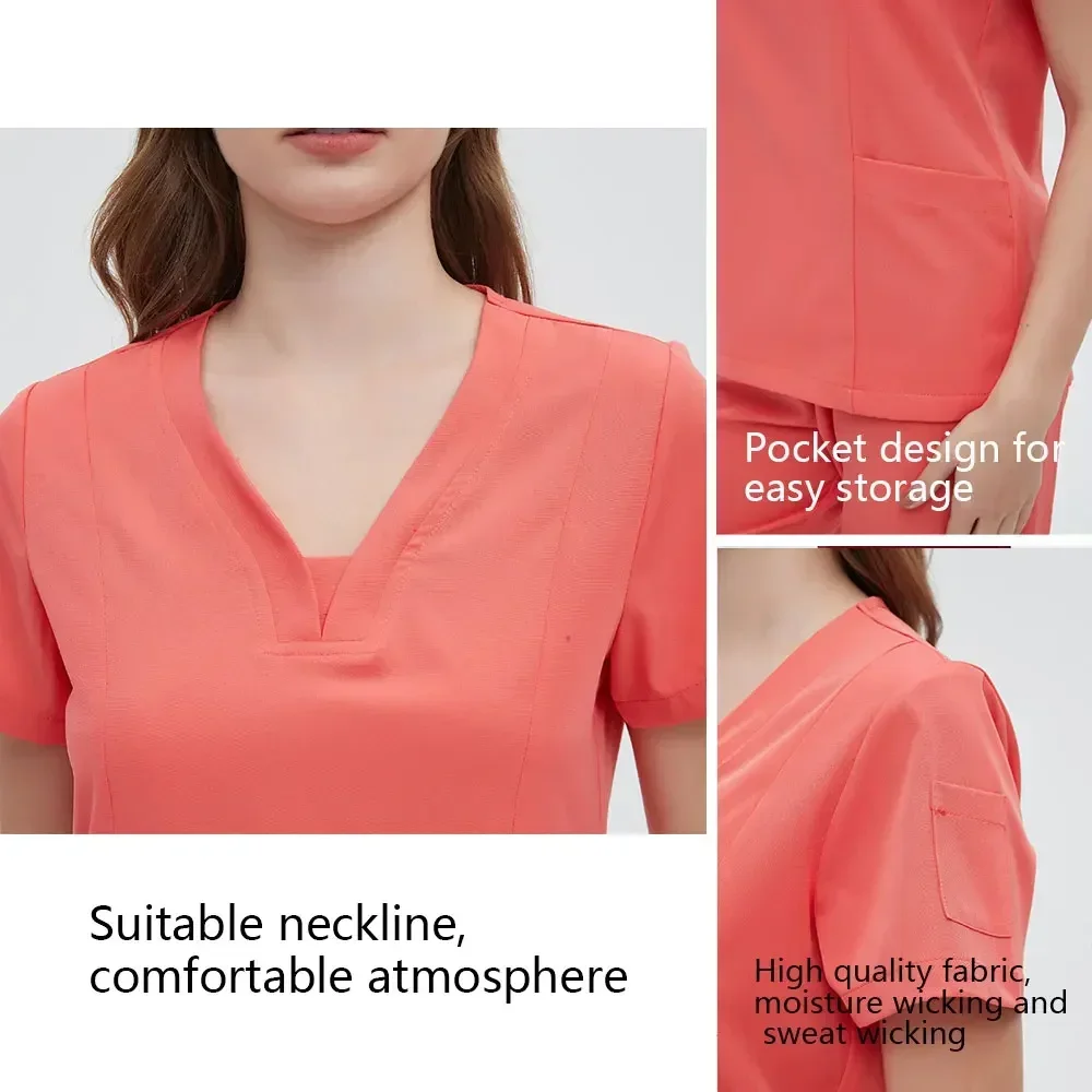V-neck Isolation Suit for Operating Room DoctorsNail Salon Nurse's Suit Hospital Care Oral Dental Work Uniform Hand Washing Clot
