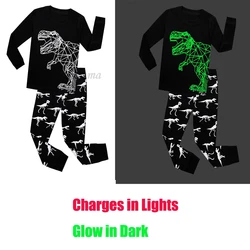 Glow In The Dark Boys Dinosaurus Pyjama Sets Peuter Pyjama Jongens Kinderen Pyjama Dier Pijama Voor 2 3 4 Jaar Katoenen Nachtkleding