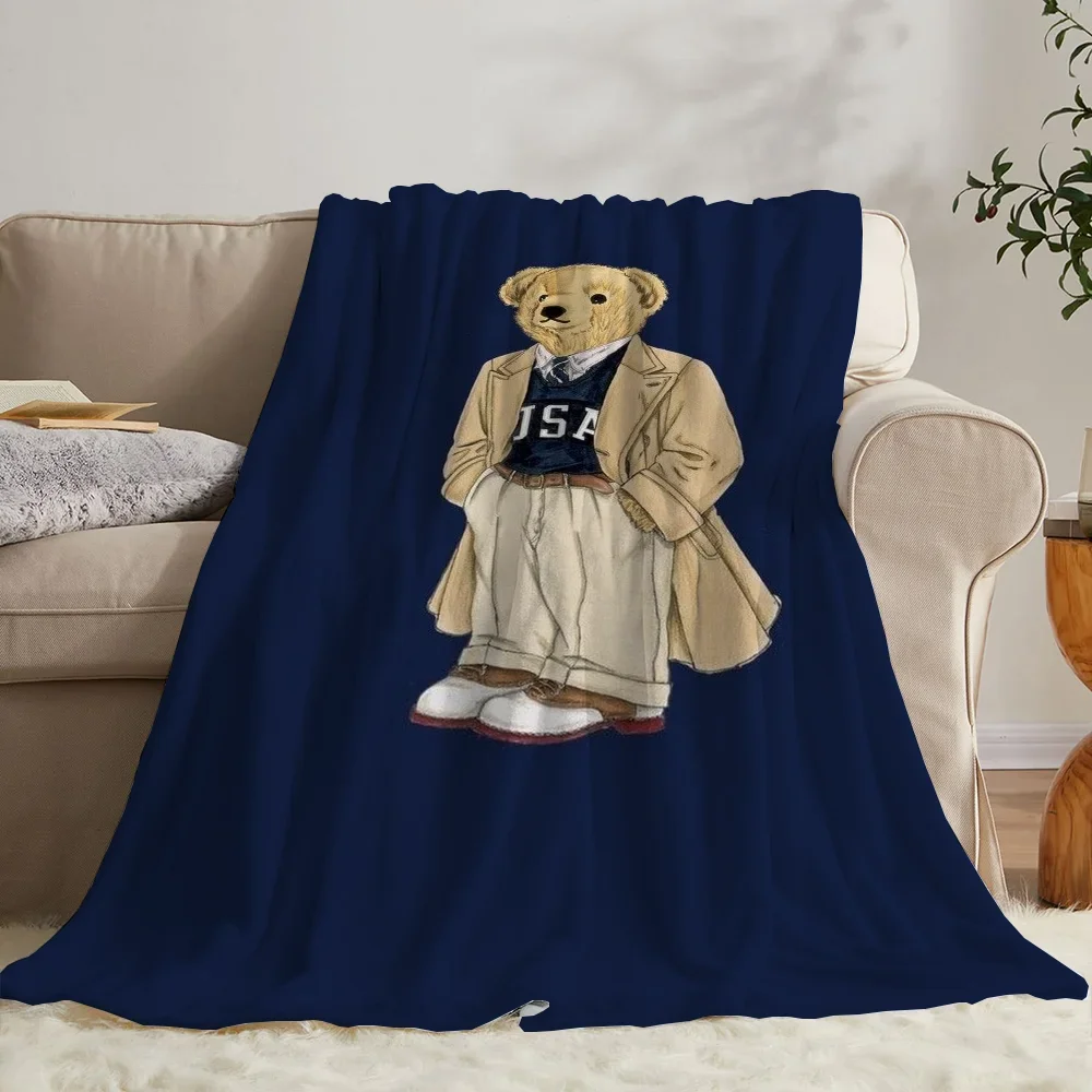 Summer Blanket for Sofas POLO Bears Fluffy Plaid Designer Blanket King Size Microfiber Bedding Interior for Home Sofa Blankets