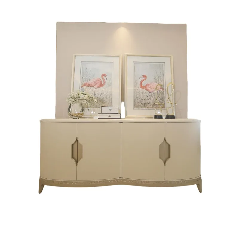

American light luxury wall cabinet French cream style light luxury solid wood entrance cabinet sideboard dressing cabinet