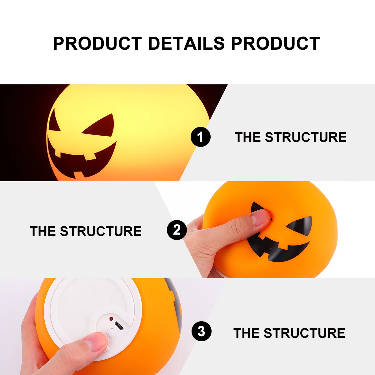 

Pumpkin Lantern Night Light Lamp Table Patted Silica Gel LED Desk Silicone Child