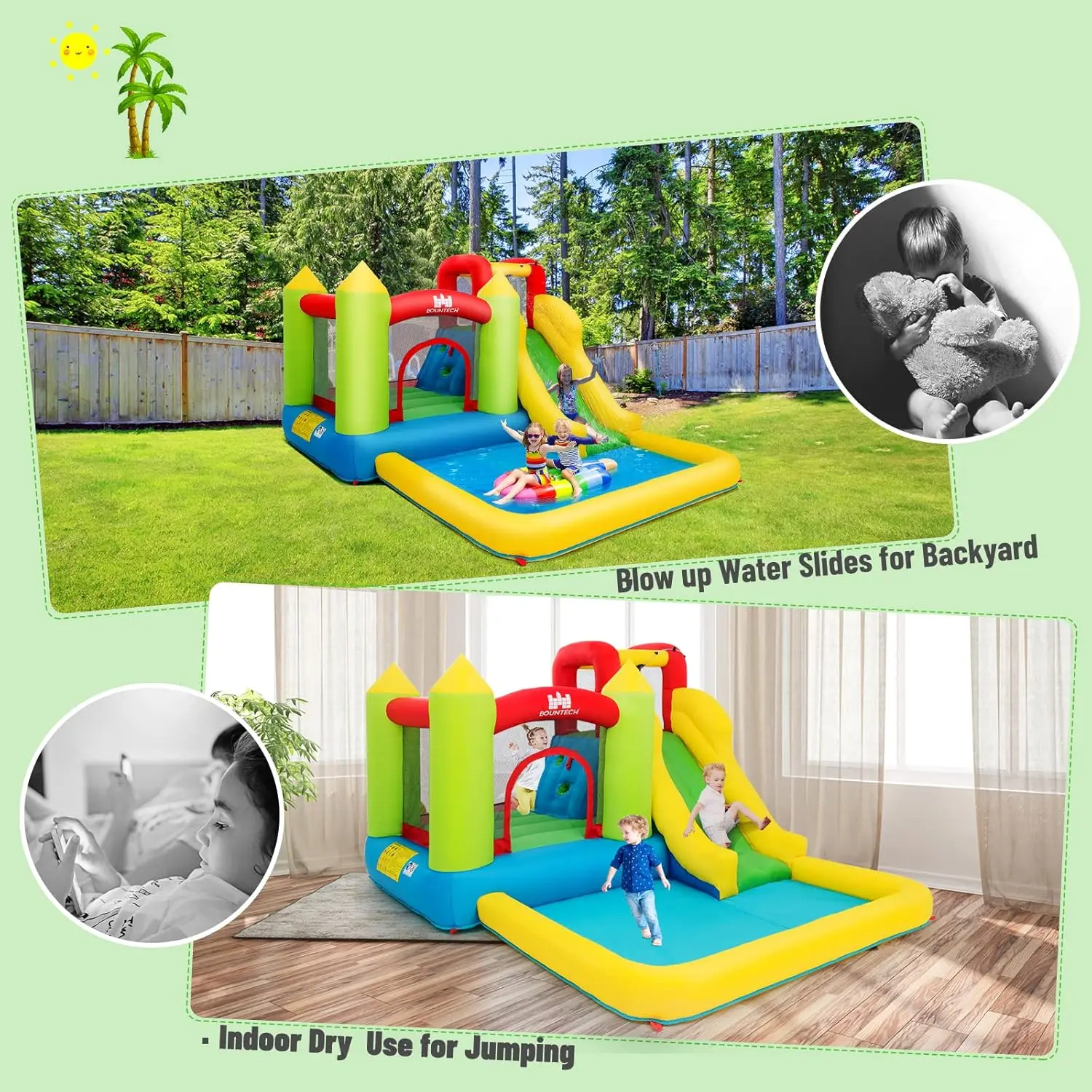 Nadmuchiwana zjeżdżalnia wodna, gigantyczny Park wodny z Bounce House ze ścianą wspinaczkową i zjeżdżalniami, brodzikiem, zjeżdżalnie wodne na zewnątrz