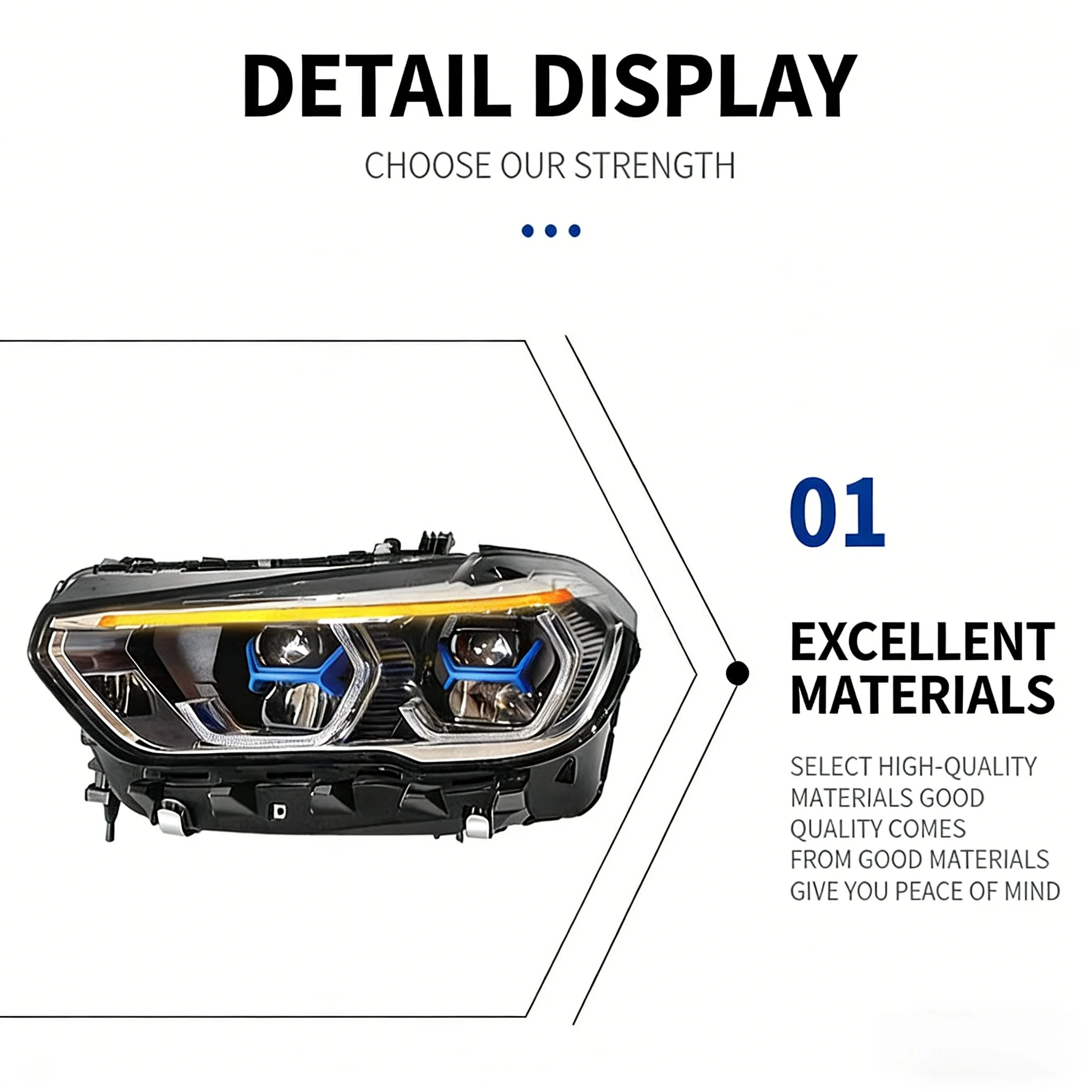 For BMW X5 and X6 Headlight Assembly Retrofit with LED Daytime Running Lights Sequential Turn Signals andr Headlights.