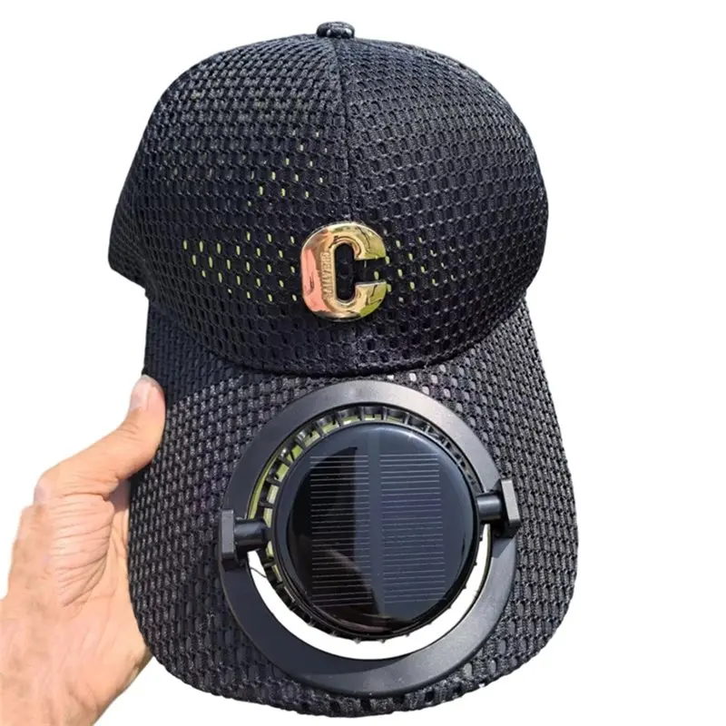 Baseball Caps With Solar Fan, Breathable Sun Protection Hat For Men Women, USB Rechargeable Eco-Friendly