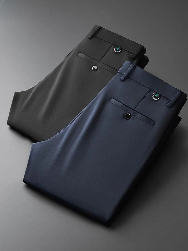 

Мужские летние повседневные брюки из ледяного шелка большого размера, прямого кроя, с охлаждающим эффектом, не требующие глажки, длинные, для танцев