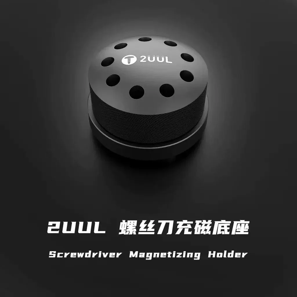 2UUL ST51 Screwdriver Magnetizing Holder Rotatable Stand Tweezer Base Organizer 9-hole Multifunctional Phone Repair Tool