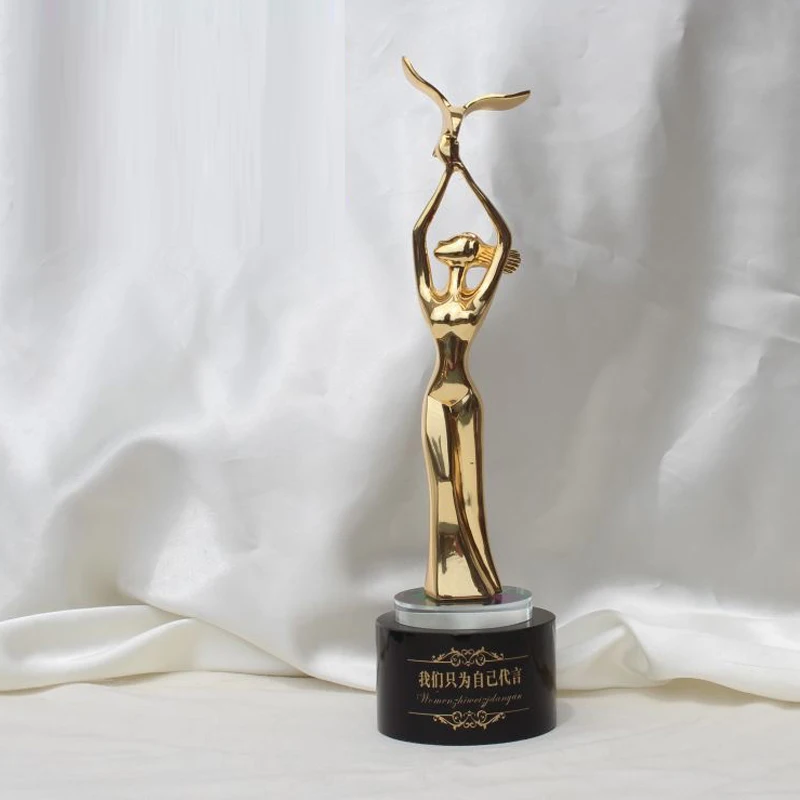 Custom Creative Metal Trophy, Dance Event Award Home Decor Sculpture Zinc Alloy Gold, Silver, Copper, Crystal Bottom Trophy, 1Pc