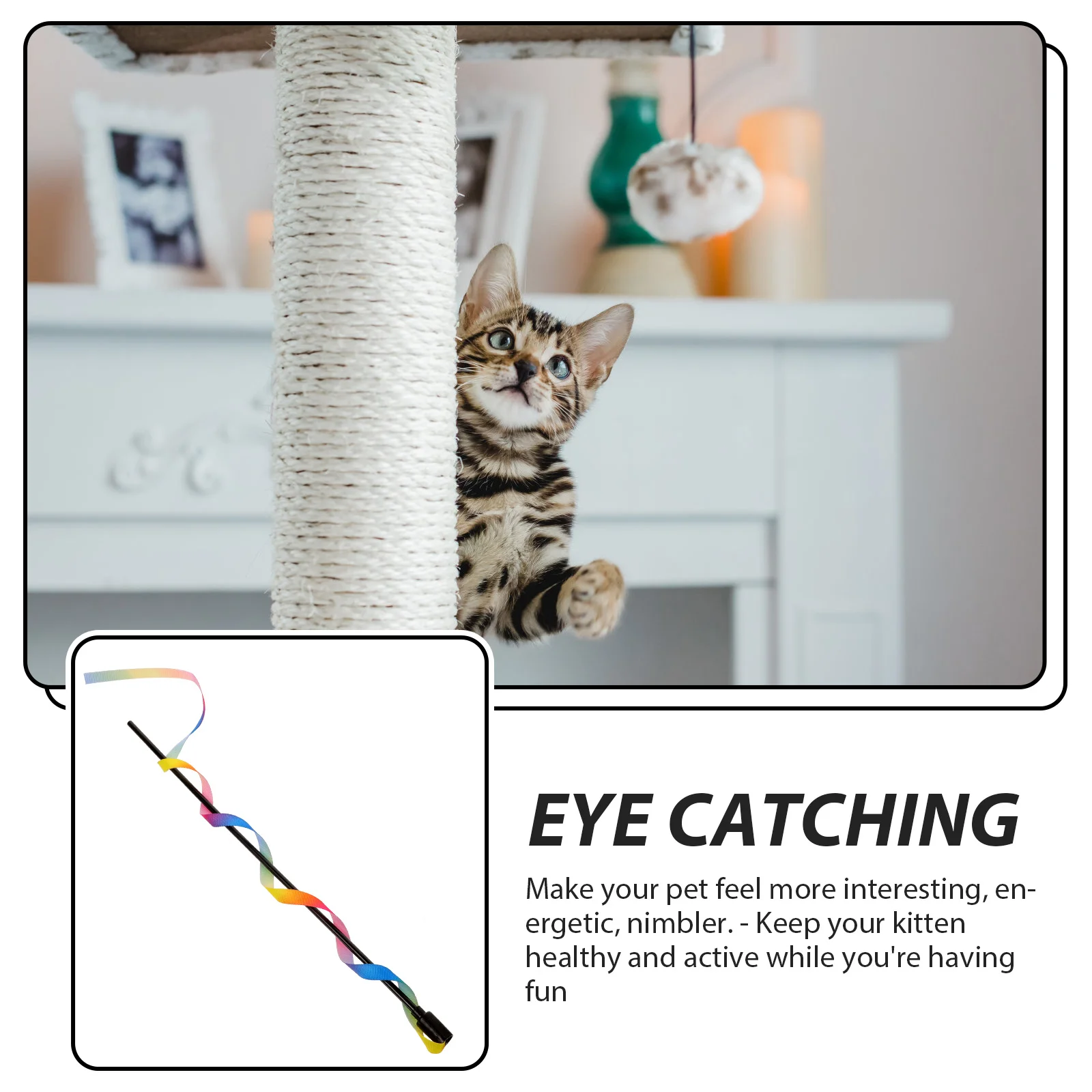 

1 pc Teaser Colorful Cat Wand Interactive For Pet Cats Playful Cat Pet Supplies