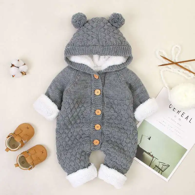 Winter Newborn Hooded Infant Children Clothes Onesie Jumpsuit Baby Girl Romper Windproof Warm Toddler Boys Costume 0 To 2 Years