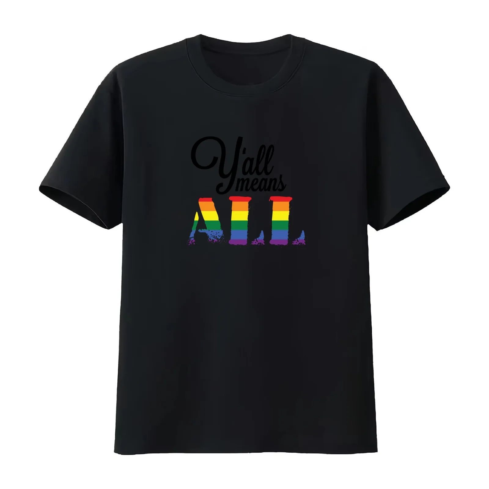 Y'all means ALL T-Shirt Summer Casual Cotton Tee Oversized Streetwear Tops Vintage Graphic Print Loose Fit Short Sleeve