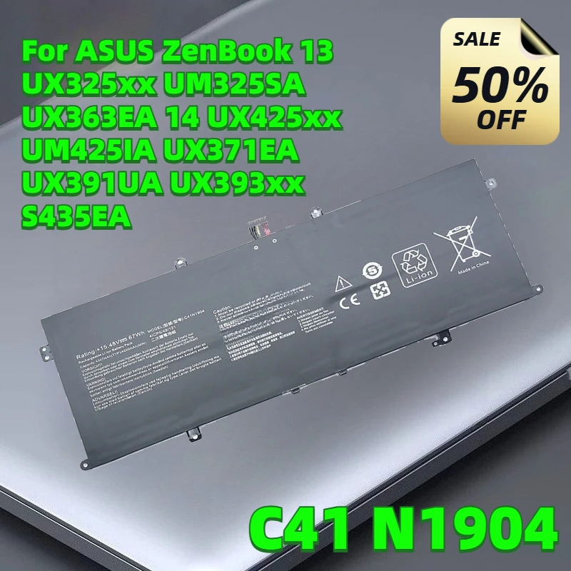 C41N1904 4347mAh 67wh Laptop Battery For ASUS ZenBook 13 UX325xx UM325SA UX363EA 14 UX425xx UM425IA UX371EA UX391UA UX393xx