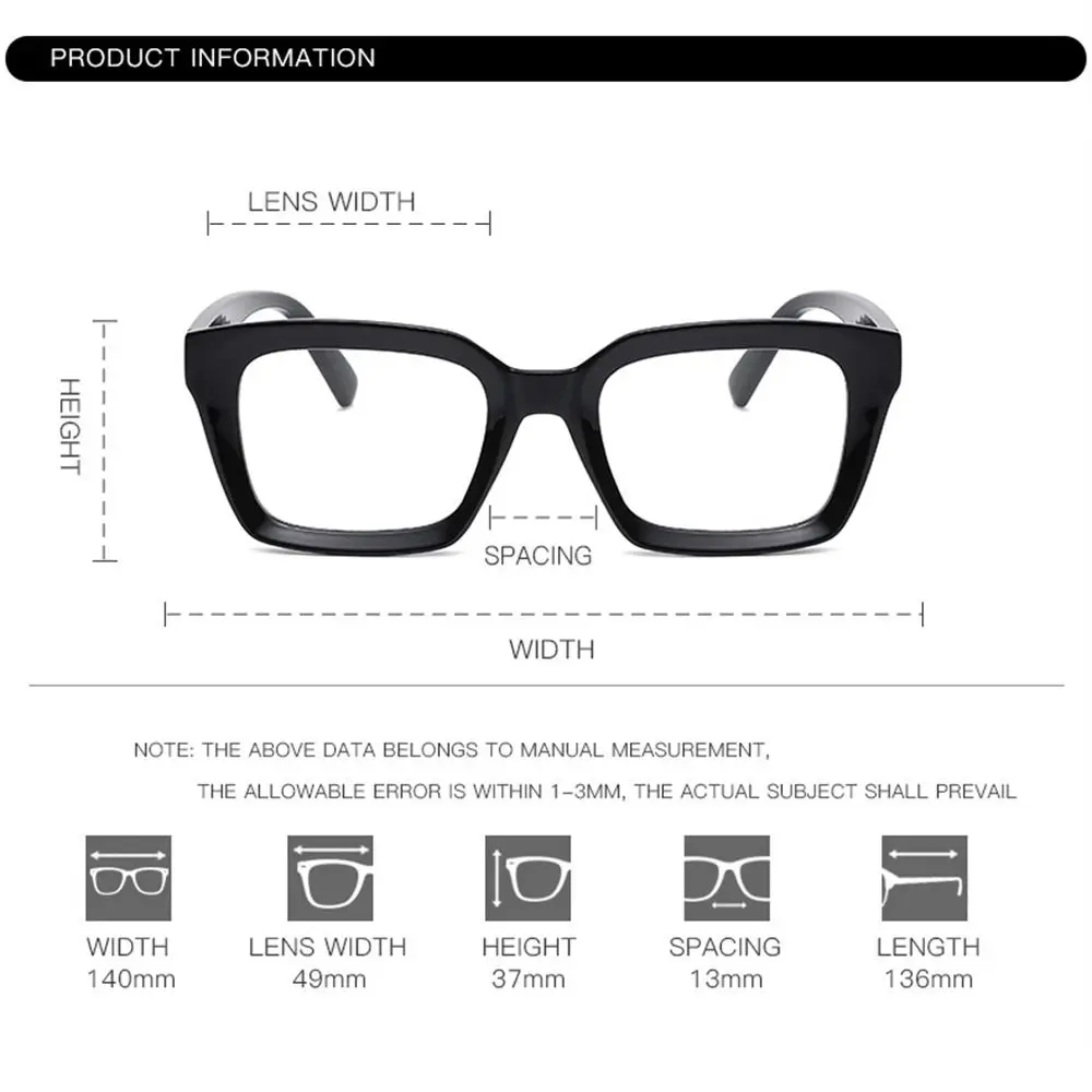 Vision Care PC Anti-UV Blue Rays Glasses Square Ultra-light Computer Goggles Solid Color Optical Glasses Frame Men