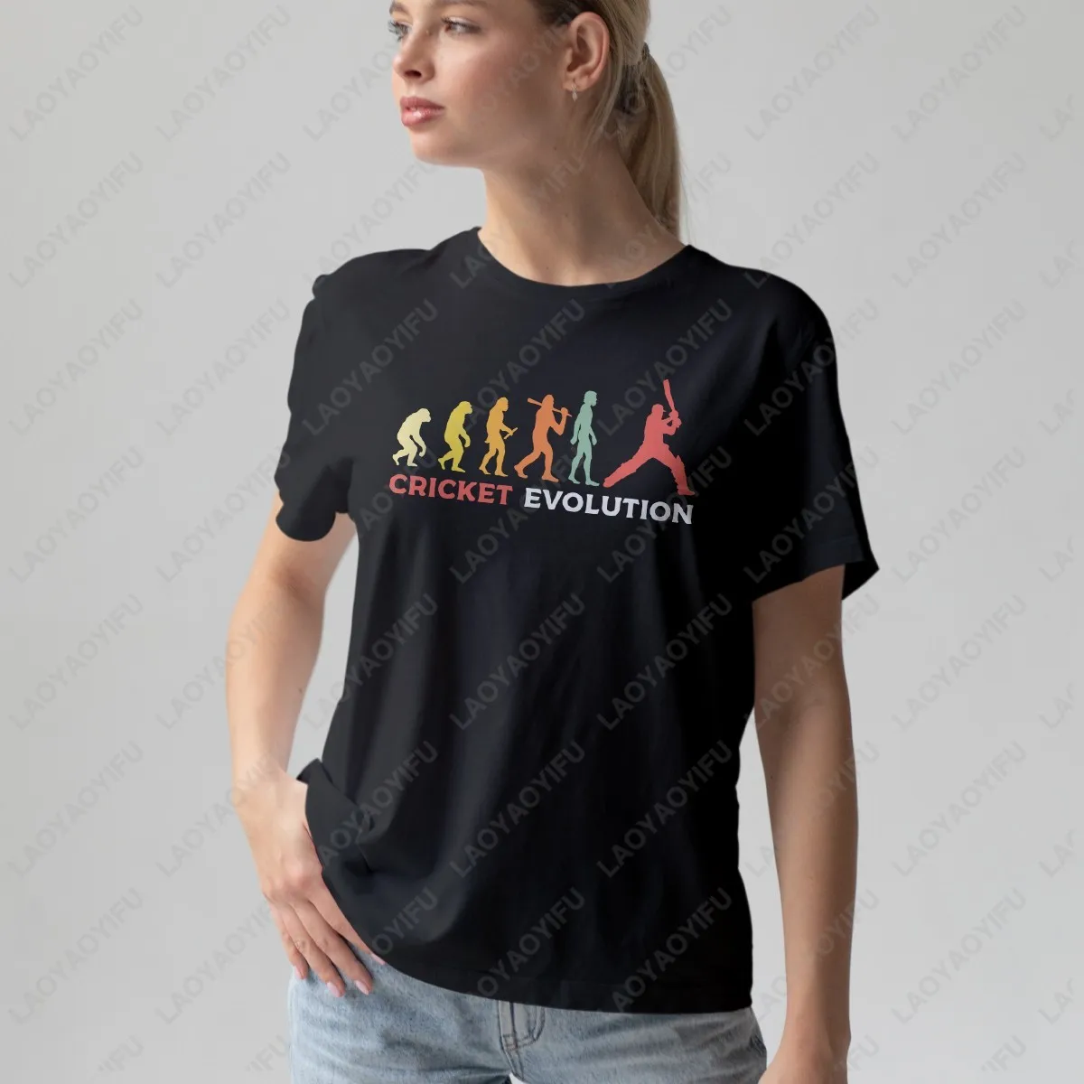 Cricket Retro Sports Fan Player Batting Jersey - A Gift for Him or Her, A Short-sleeved Round-neck Black Top for Cricket Fans