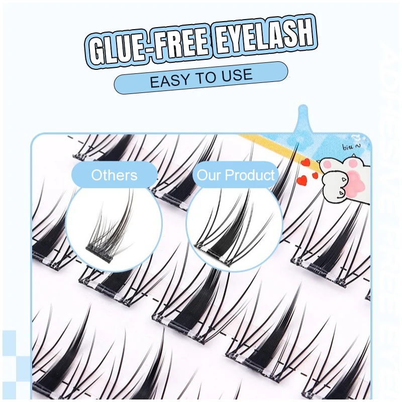 Wendy Lashes  Glue-free Reusable False Eyelashes Self-adhesive Comic Natural Thick Long Lashes Extension Enlarge Eyes